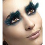 Eyelashes, Large Feather with Aqua Dots