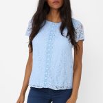 Lace Detail Top in Blue Ex Brand