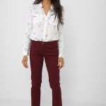 Burgundy Mom Fit Trousers