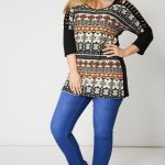 Laser Cut Out Sleeve Top With Abstract Print