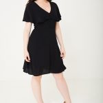 Black Skater Dress With Ruffle Layer Ex Brand