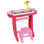 Bontempi Pink Electronic Organ Keyboard Microphone Legs Stool 22 Songs Age 3+