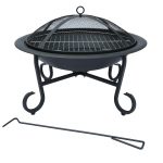 56cm Round Outdoor Garden Patio Fire Pit Heater Open Bowl Black