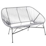 Garden Furniture Retro Rattan Lounge Conservatory Bench – Grey