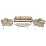 Premium Rattan Lounge Set Outdoor Garden Furniture Natural Sand